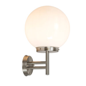 wandlampen buiten Moderne buitenwandlamp staal RVS IP44 Sfera KunststofRoestvrij Wit Stevige en eenvoudige moderne afgewerkt in met een opalen kap. De is sterk
