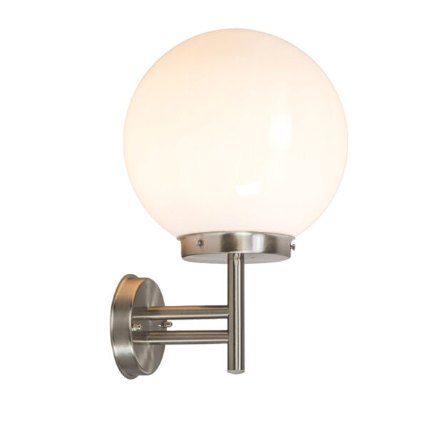 wandlampen buiten Moderne buitenwandlamp staal RVS IP44 Sfera KunststofRoestvrij Wit Stevige en eenvoudige moderne afgewerkt in met een opalen kap. De is sterk