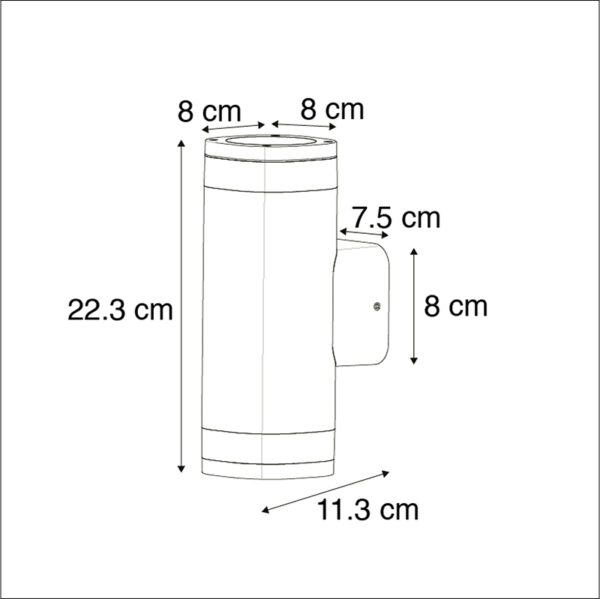 Moderne buitenwandlamp vierkant 2-lichts donker grijs - Fox - Afbeelding 3