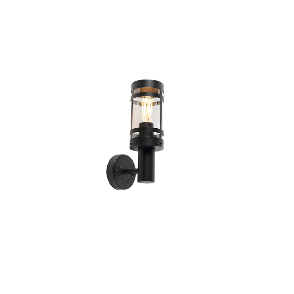wandlampen buiten Moderne buitenwandlamp zwart IP44 Gleam Roestvrij staal Zwart De heeft een eigenzinnig ontwerp die je tuin of terras net dat beetje extra