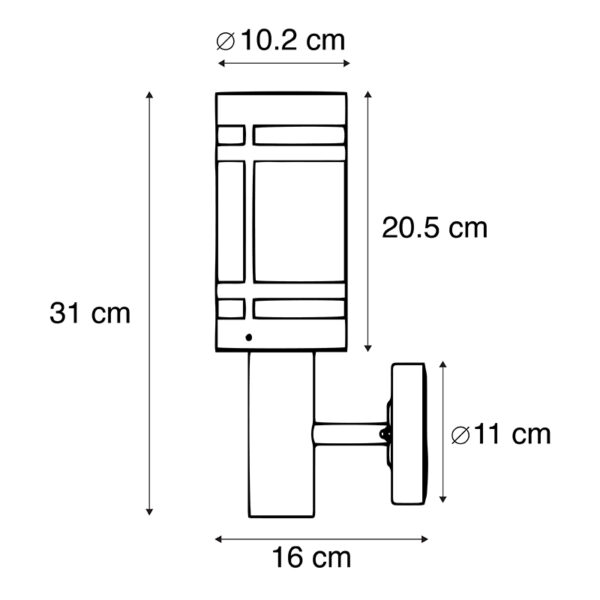 Moderne buitenwandlamp zwart IP44 - Gleam - Afbeelding 3