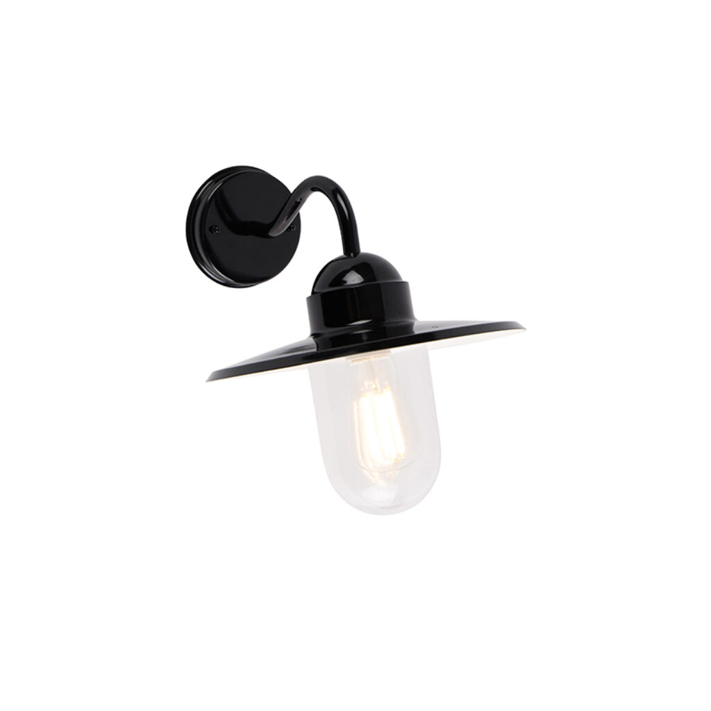 wandlampen buiten Moderne buitenwandlamp zwart IP44 Kansas AluminiumGlas Zwart De is de perfecte combinatie tussen stoer en Door zwarte glanzende afwerking