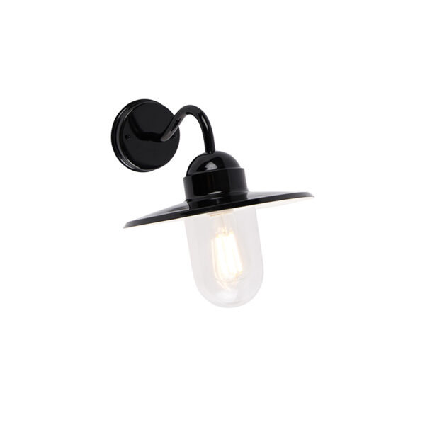 wandlampen buiten Moderne buitenwandlamp zwart IP44 Kansas AluminiumGlas Zwart De is de perfecte combinatie tussen stoer en Door zwarte glanzende afwerking