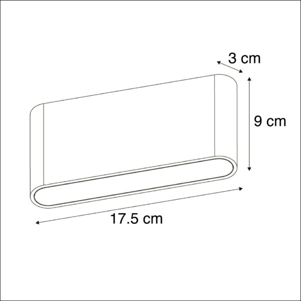 Moderne buitenwandlamp zwart 17,5 cm incl. LED IP65 - Batt - Afbeelding 3