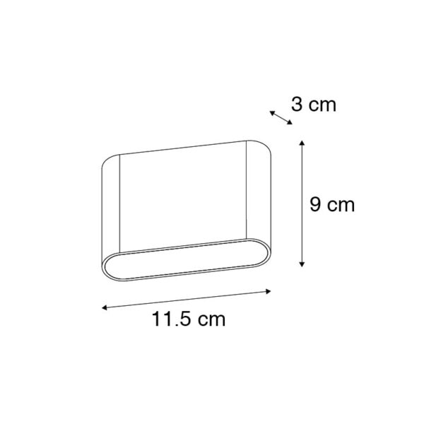 Moderne buitenwandlamp zwart 11,5 cm incl. LED IP65 - Batt - Afbeelding 3
