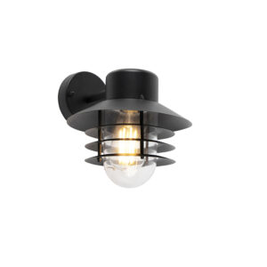 wandlampen buiten Moderne buitenwandlamp zwart IP44 Prato Down StaalAluminiumGlas Zwart is een zwarte buitenlamp met moderne look en strakke vormgeving dat