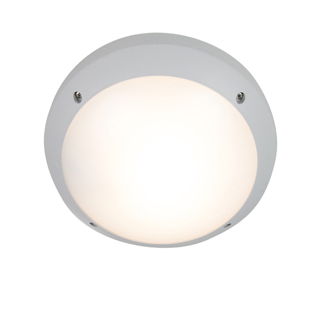 wandlampen buiten Moderne en plafondlamp grijs IP65 Gelmi Kunststof Grijs Een minimalistisch strak design in ronde vorm is deze Gelmi. Deze met witte grijze