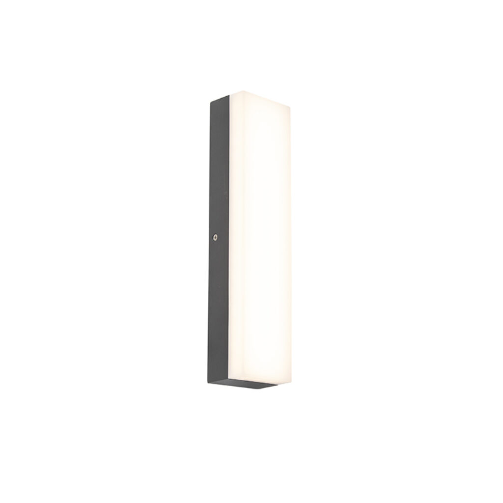 wandlampen buiten Moderne rechthoekige buitenwandlamp donkergrijs Opacus AluminiumKunststof Donkergrijs zorgt voor een tijdloze aan je muur. De donkergrijze
