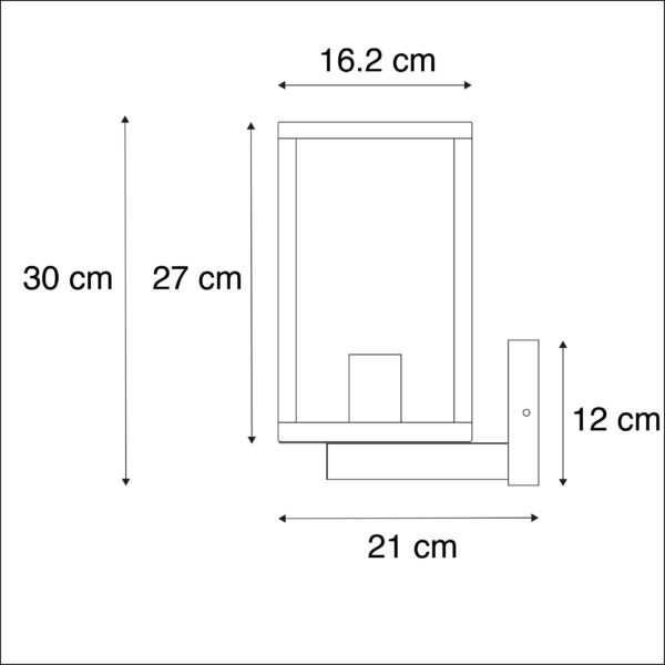 Moderne rechthoekige buitenwandlamp zwart met glas - Rotterdam - Afbeelding 3