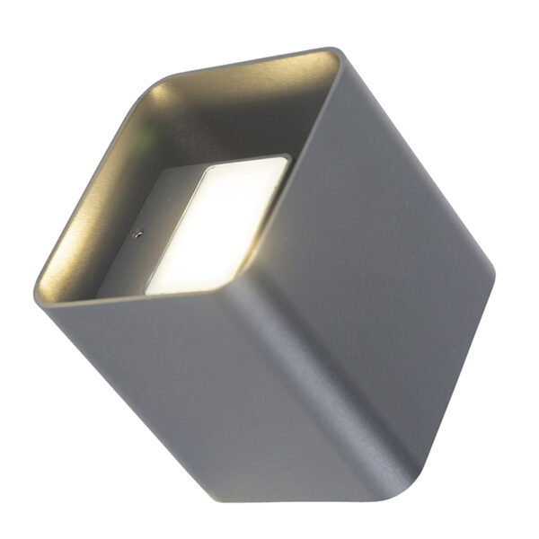 Moderne wandlamp donkergrijs incl. LED IP54 vierkant - Evi - Afbeelding 3