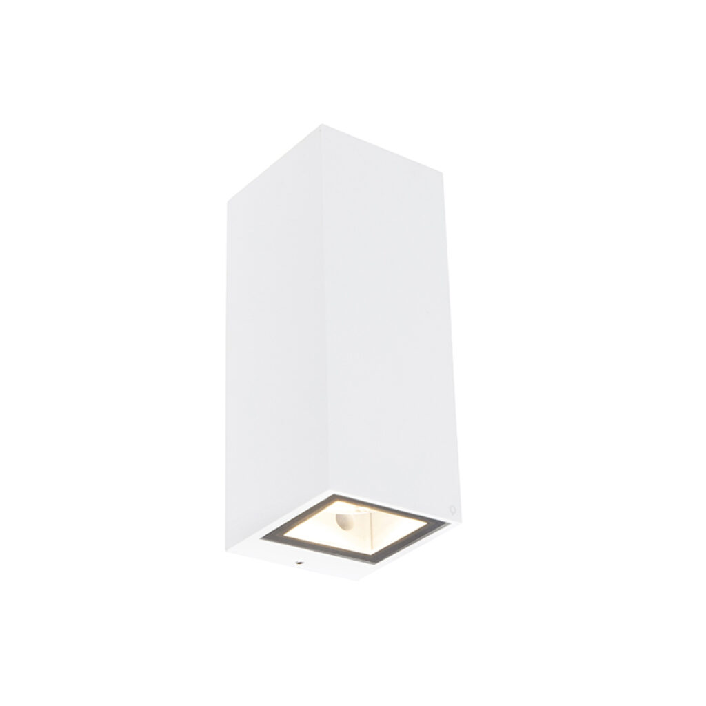 wandlampen buiten Moderne wandlamp wit GU10 AR70 IP54 Baleno AluminiumGlas Wit De II is een echte eyecatcher in en om het huis. Hij geeft mooi strijklicht langs