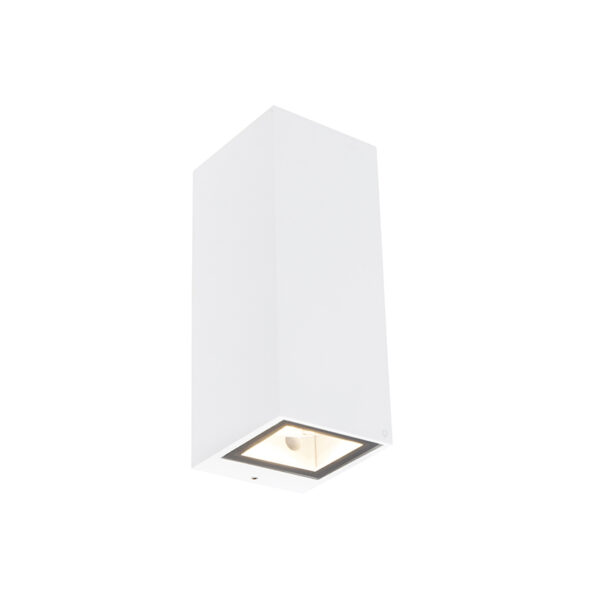 wandlampen buiten Moderne wandlamp wit GU10 AR70 IP54 Baleno AluminiumGlas Wit De II is een echte eyecatcher in en om het huis. Hij geeft mooi strijklicht langs