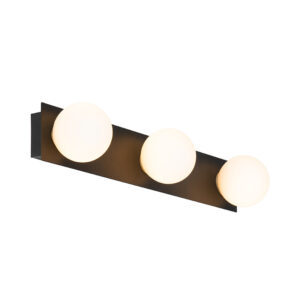 wandlampen buiten Moderne wandlamp zwart 48 cm IP44 Cederic GlasStaal Zwart Deze grote trekt de aandacht in je badkamer. Upgrade badkamer met een moderne