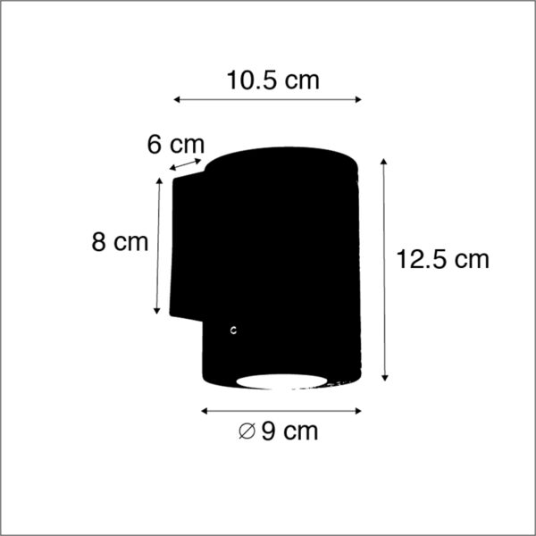 Moderne wandlamp zwart IP55 incl. 1 x GU10 - Franca - Afbeelding 3