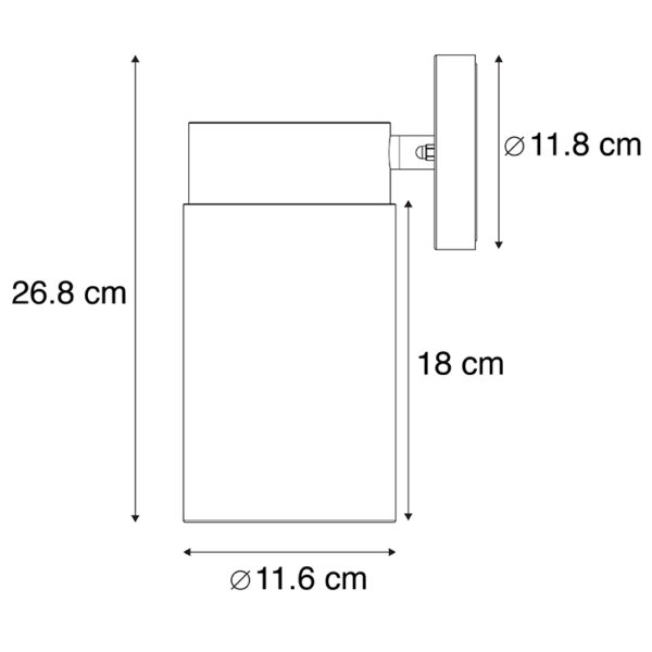 Moderne wandlamp zwart 26,8 cm IP44 - Jarra - Afbeelding 3