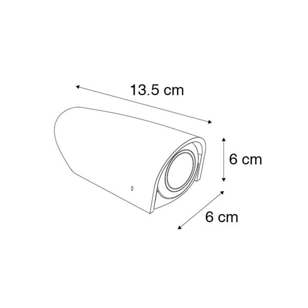 Moderne wandlamp zwart 13,5 cm incl. LED IP67 - Mamete - Afbeelding 3