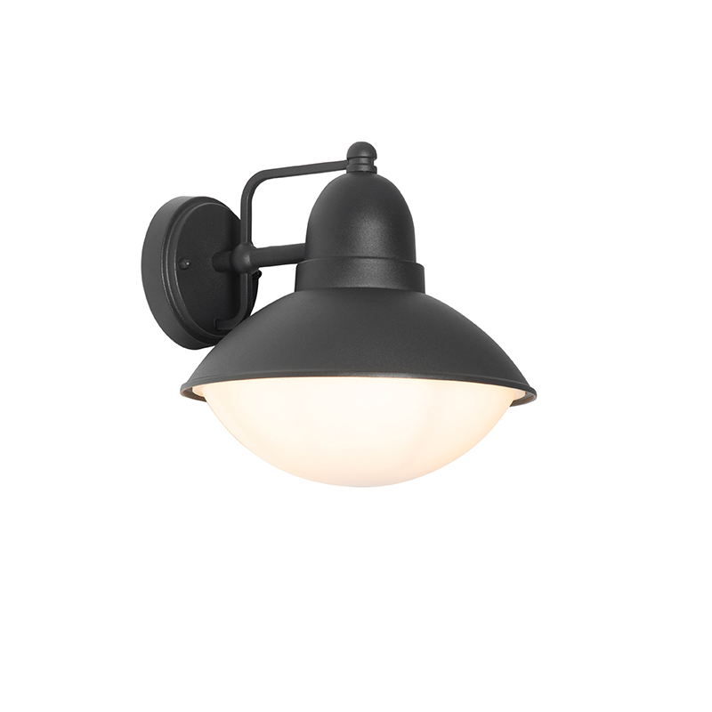 wandlampen buiten Moderne wandlamp zwart IP44 Marcel AluminiumKunststof Zwart heeft een klassiek uiterlijk. De van aluminium en kunststof gemaakte lamp is