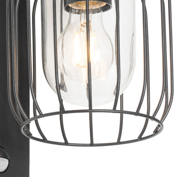 Moderne buiten wandlamp zwart IP44 met bewegingssensor - Luc - Afbeelding 2