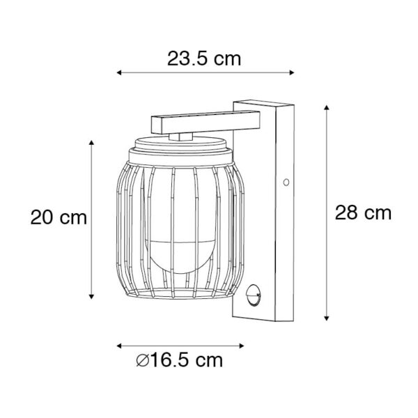 Moderne buiten wandlamp zwart IP44 met bewegingssensor - Luc - Afbeelding 3