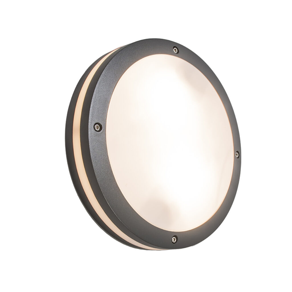 wandlampen buiten en plafondlamp antraciet IP54 Glow AluminiumKunststof Donkergrijs Een minimalistisch strak design in ronde vorm is deze Glow. Deze functionele