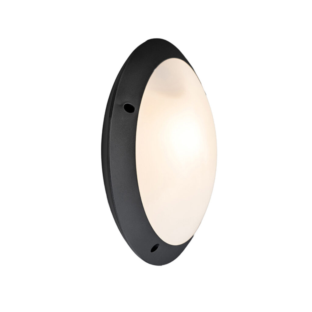 wandlampen buiten en plafondlamp zwart IP65 Lucia Kunststof Zwart Een minimalistisch strak design in ronde vorm is deze Lucia. Deze met zwarte kunststof rand