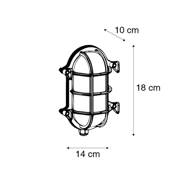 Retro wandlamp bruin 18 cm IP44 - Nautica 2 ovaal - Afbeelding 3