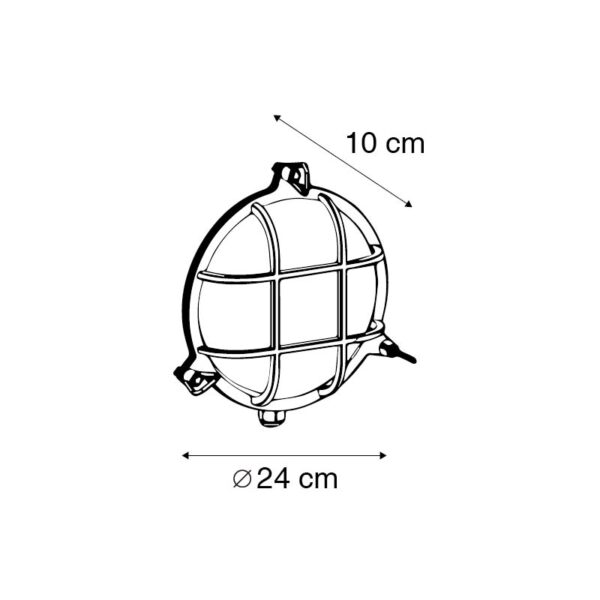 Retro wandlamp bruin IP44 - Nautica rond - Afbeelding 3