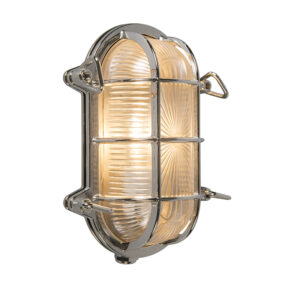 wandlampen buiten Retro wandlamp chroom 23 cm IP44 Nautica 1 ovaal StaalGlas Chroom Deze dimbare en plafondlamp in de nautische stijl heeft een gelijknamige