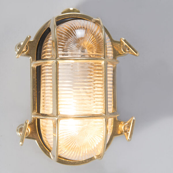 Retro wandlamp goud 18 cm IP44 - Nautica 2 ovaal - Afbeelding 2