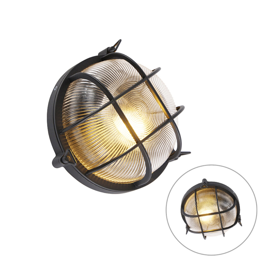 wandlampen buiten ronde wandlamp zwart IP44 Noutica AluminiumGlas Zwart Een leuke eyecatcher aan je deze is precies wat Deze zwarte gemaakt van aluminium met