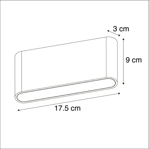 Set van 2 buitenwandlampen donkergrijs 17,5cm incl. LED - Batt - Afbeelding 3