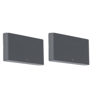 wandlampen buiten Set van 2 buitenwandlampen donkergrijs 175cm incl. LED Batt AluminiumGlas Donkergrijs