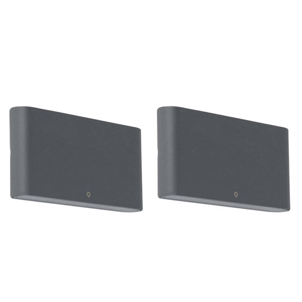 wandlampen buiten Set van 2 buitenwandlampen donkergrijs 175cm incl. LED Batt AluminiumGlas Donkergrijs