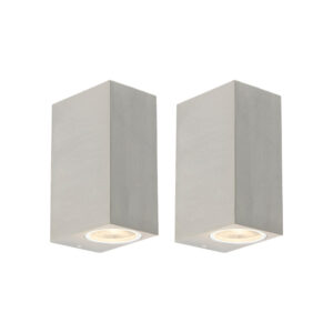 wandlampen buiten Set van 2 moderne aluminium IP44 Baleno Aluminium Staal De II is een echte eyecatcher voor in en om je huis. Hij geeft fraai strijklicht langs