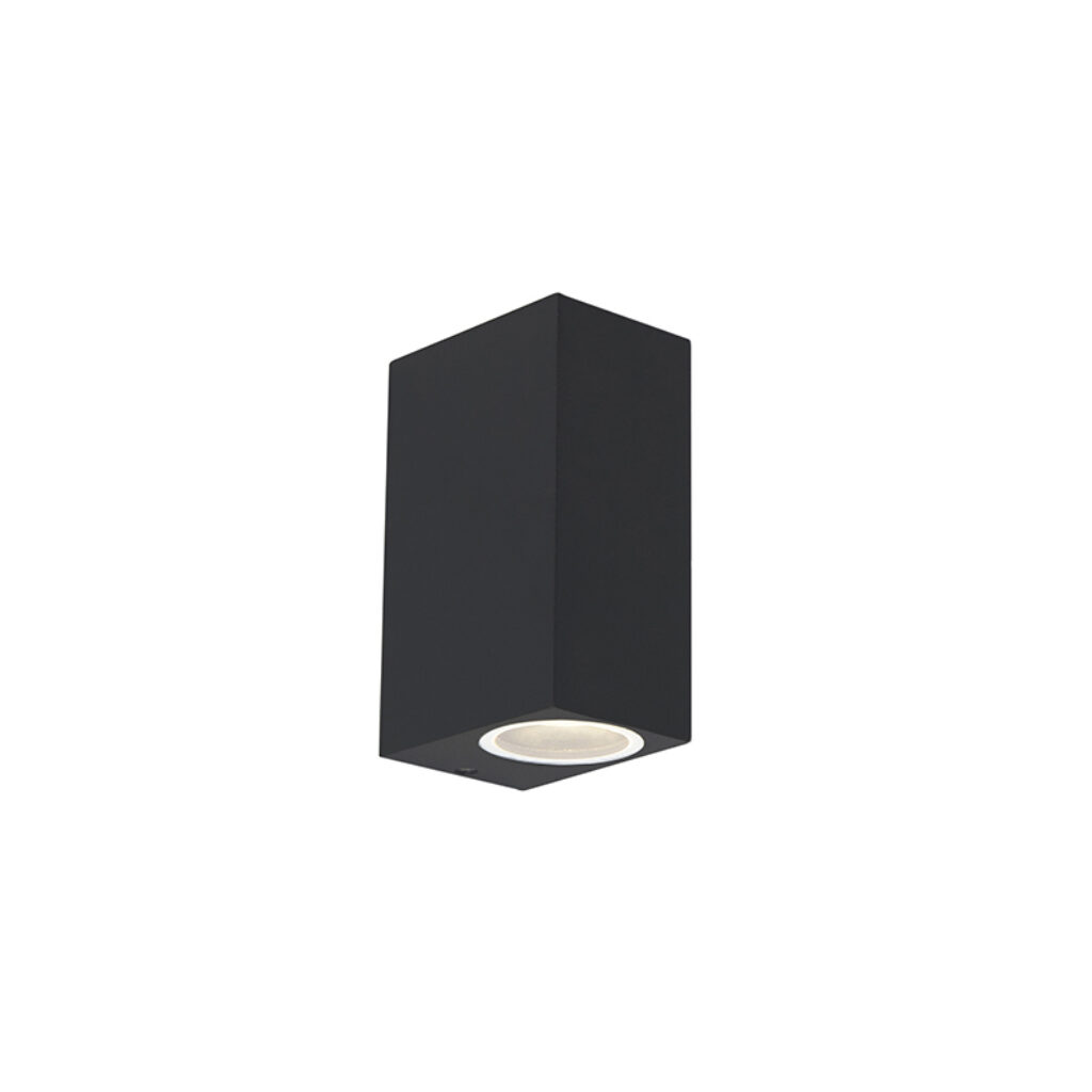 wandlampen buiten Set van 2 moderne zwart IP44 Baleno Aluminium Zwart De II is een echte eyecatcher voor in en om je huis. Hij geeft fraai strijklicht langs de