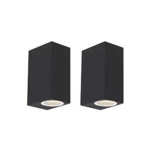 wandlampen buiten Set van 2 moderne zwart IP44 Baleno Aluminium Zwart