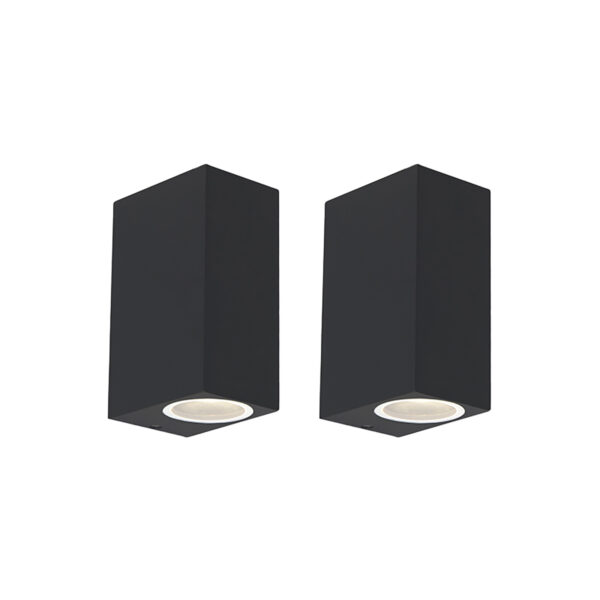 wandlampen buiten Set van 2 moderne zwart IP44 Baleno Aluminium Zwart