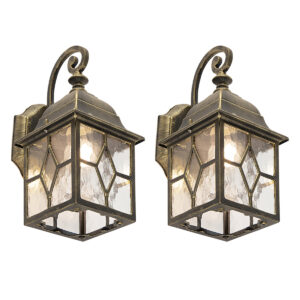 wandlampen buiten Set van 2 romantische wandlantaarns brons London AluminiumGlas Brons