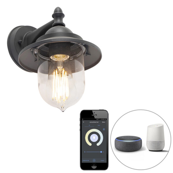 wandlampen buiten Smart buitenwandlamp donker grijs incl. Wifi ST64 Oxford KunststofAluminium Donkergrijs Kies voor een stijlvolle wandlamp met deze Oxford.