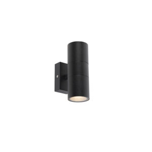 wandlampen buiten Smart buitenwandlamp zwart IP44 incl. 2 wifi GU10 Duo Roestvrij staal Zwart Deze wandlamp heeft een simplistisch en modern design in zwarte