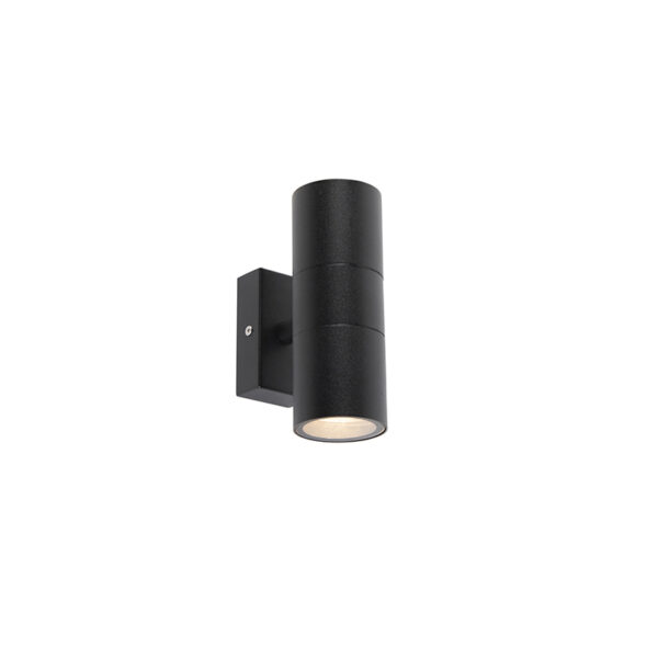 wandlampen buiten Smart buitenwandlamp zwart IP44 incl. 2 wifi GU10 Duo Roestvrij staal Zwart Deze wandlamp heeft een simplistisch en modern design in zwarte