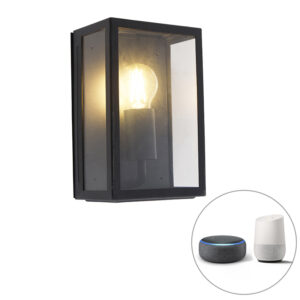 wandlampen buiten Smart buitenwandlamp zwart incl. WiFi A60 Rotterdam 2 Roestvrij staal Zwart Deze wandlamp bestaat uit een vierkant frame voorzien van glazen