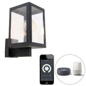 wandlampen buiten Smart landelijke wandlamp zwart incl. Wifi G95 Sutton Up Roestvrij staal Zwart