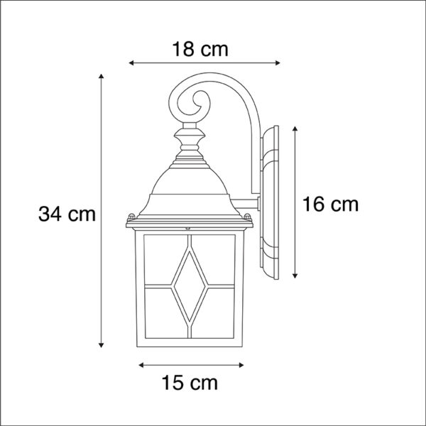 Smart romantische buitenwandlamp brons incl. Wifi A60 - London - Afbeelding 3