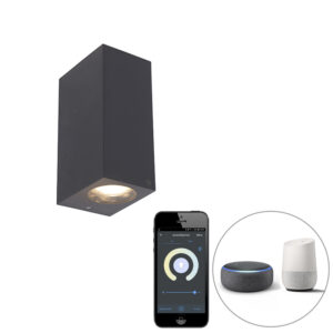 wandlampen buiten Smart wandlamp grijs van kunststof Incl. 2 Wifi GU10 Baleno Kunststof Grijs