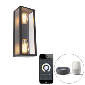 wandlampen buiten Smart wandlamp zwart 38 cm IP44 incl. Wifi ST64 Charlois AluminiumGlas Zwart