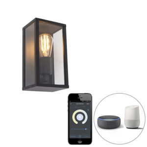 wandlampen buiten Smart wandlamp zwart 26 cm IP44 incl. Wifi ST64 Charlois AluminiumGlas Zwart