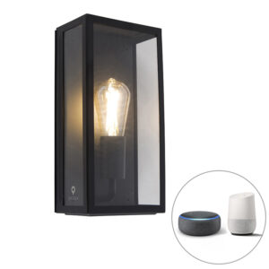 wandlampen buiten Smart wandlamp zwart incl. WiFi ST64 IP44 Rotterdam GlasRoestvrij staal Zwart Deze bestaat uit een rechthoekig frame voorzien van glazen