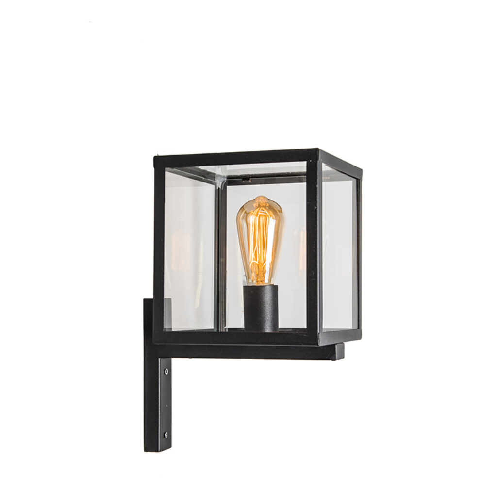 wandlampen buiten vierkante buitenwandlamp zwart IP23 Rotterdam GlasRoestvrij staal Zwart Deze wandlamp bestaat uit een vierkant frame voorzien van glazen