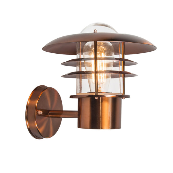 wandlampen buiten Vintage buitenwandlamp koper IP44 Prato Roestvrij staal Koper De wandlamp biedt een vertrouwde vormgeving in fris nieuw jasje. Deze lamp vormt